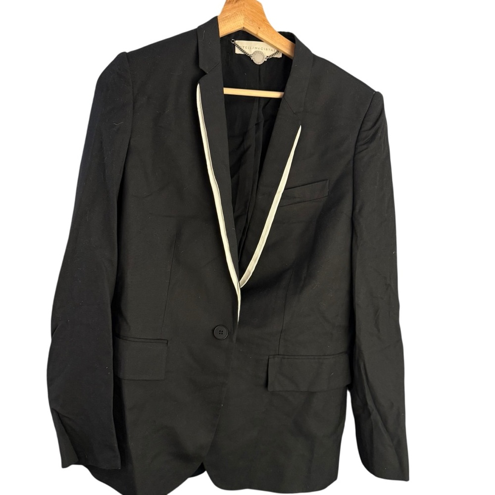Stella McCartney Black Rayon Cotton Blend Blazer Jacket Womens IT 42
